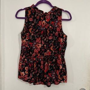 Loft Small Black Floral top